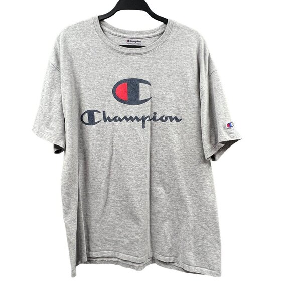Champion‎ Authentic Athleticwear T-Shirt Mens XL Grey Spellout Logo Pullover Top - Picture 1 of 7